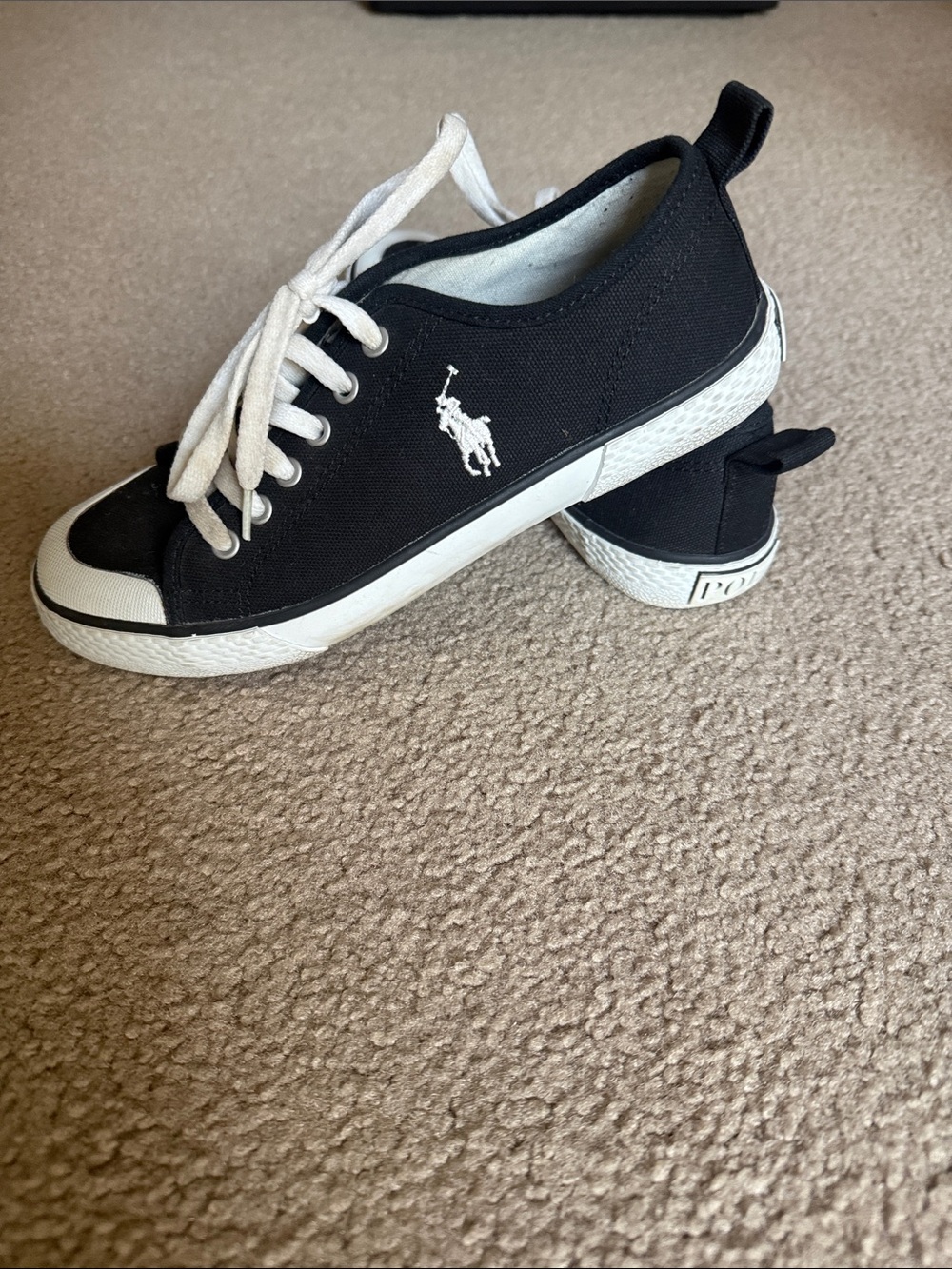 Polo by Ralph Lauren Black and White Low-Top Kids Sneakers